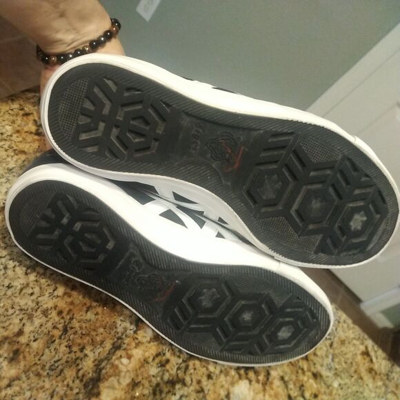 7.5 - Onitsuka Tiger Black and White High Tops Sneakers D3Q2L - Picture 10 of 12